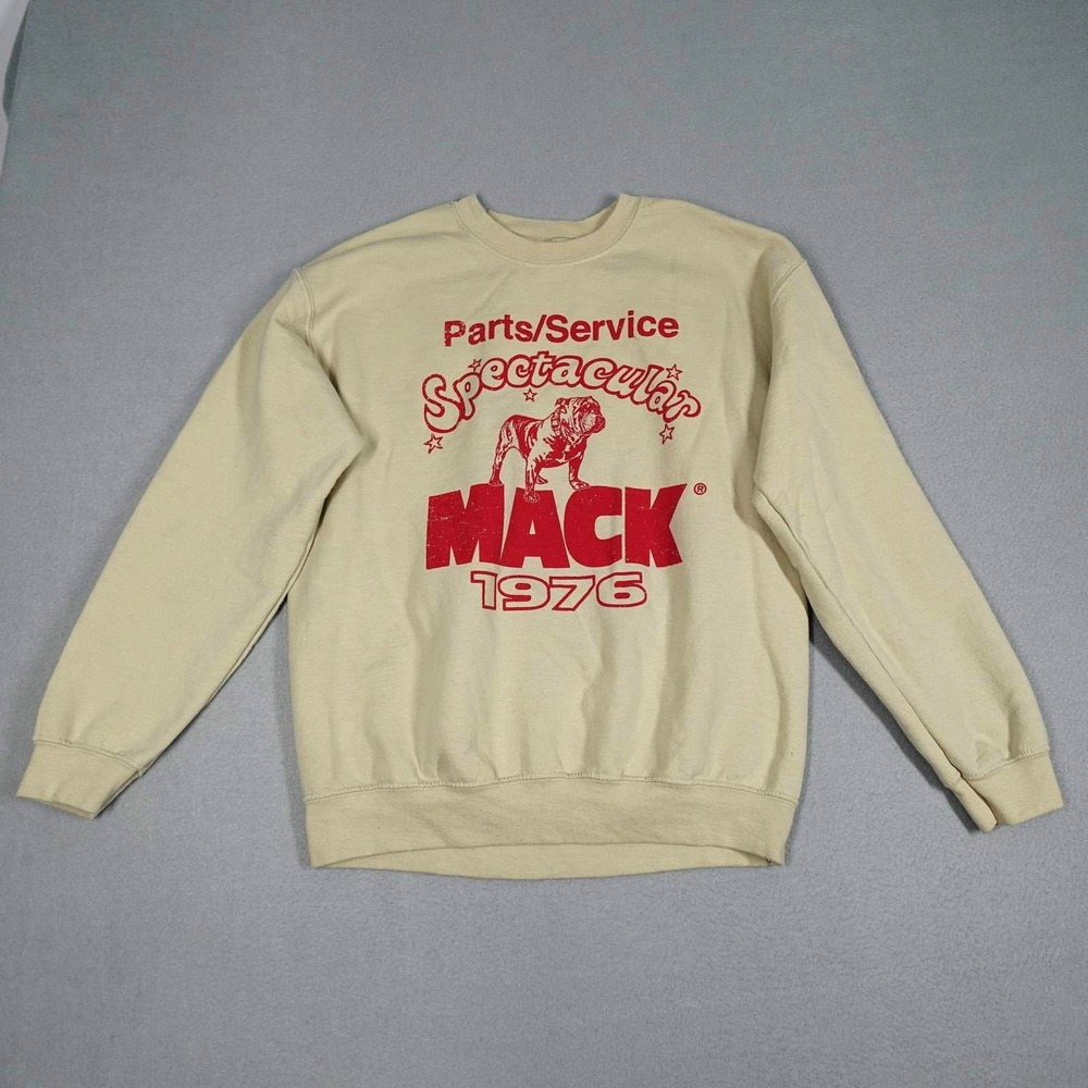 Mack Sweatshirt Womens Medium Tan Parts Service Spectacular 1976 Pullover